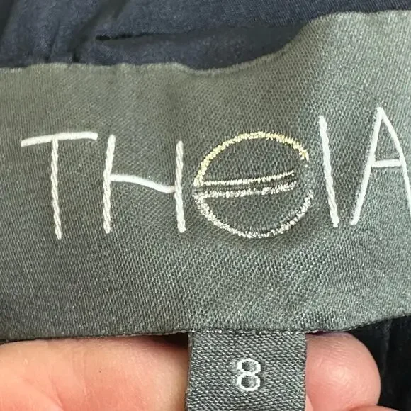 Theia Lace Sleeve Ruched Evening Dress 881865 Midnight Blue Mermaid Gown $748 8 - Picture 13 of 15